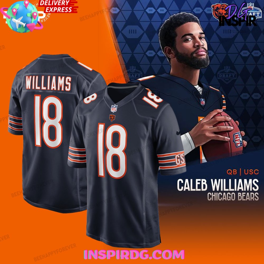 Caleb Williams Chicago Bears 2024 Navy Football Jersey InspirDG