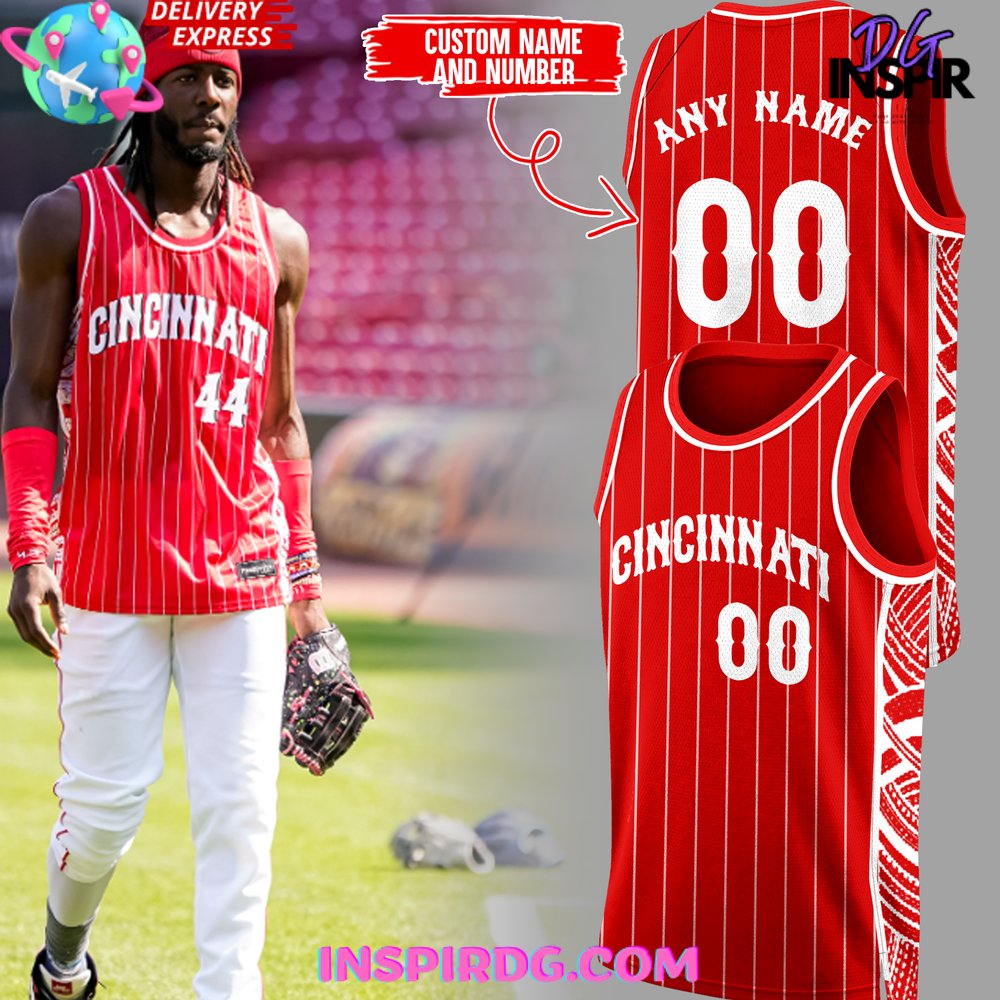 Cincinnati Reds White Red Stripped 2024 Basketball Jersey InspirDG