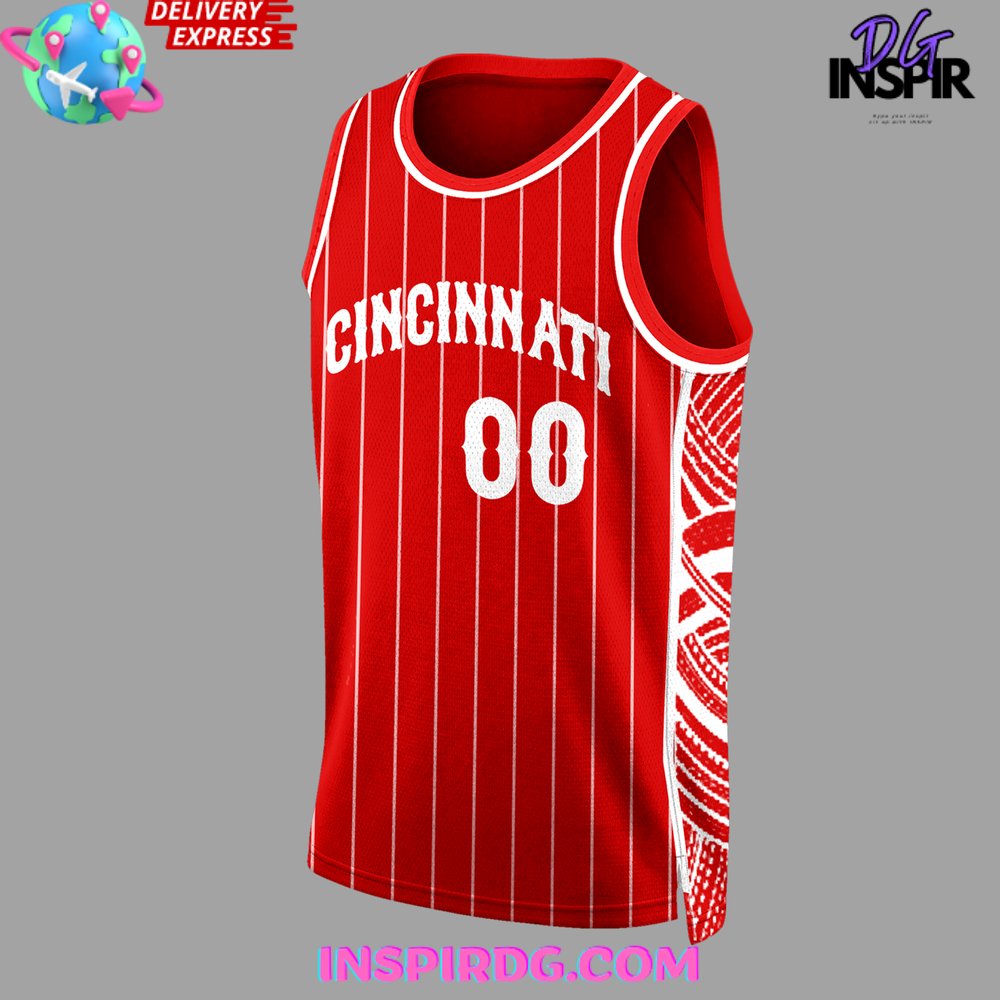 Cincinnati Reds White Red Stripped 2024 Basketball Jersey - InspirDG