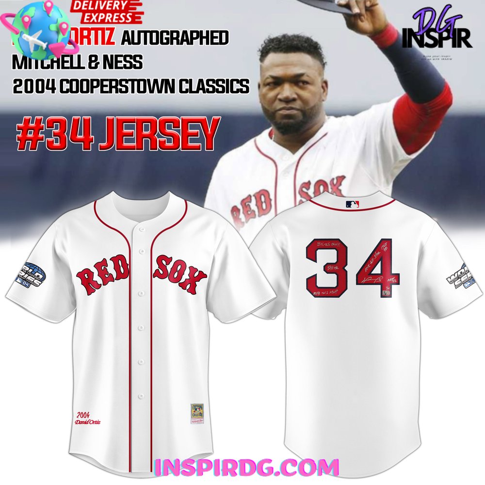 David Ortiz Boston Red Sox Mitchell and Ness 2004 Baseball Jersey - InspirDG