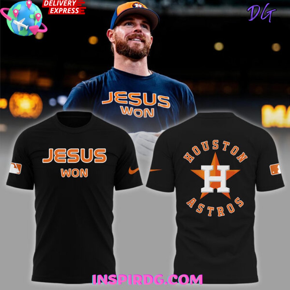 Houston Astros Jesus Won 2024 Black T Shirt InspirDG