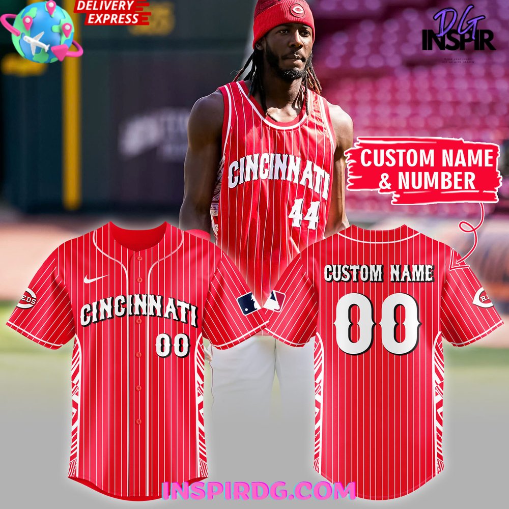 MLB Cincinnati Reds White Red Stripped Baseball Jersey InspirDG