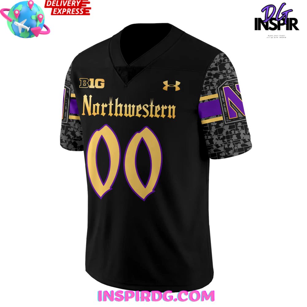 Northwestern Wildcats Black Gothic Football Jersey Northwestern Wildcats Black Gothic Football Jersey