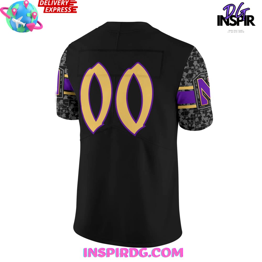 Northwestern Wildcats Black Gothic Football Jersey Northwestern Wildcats Black Gothic Football Jersey