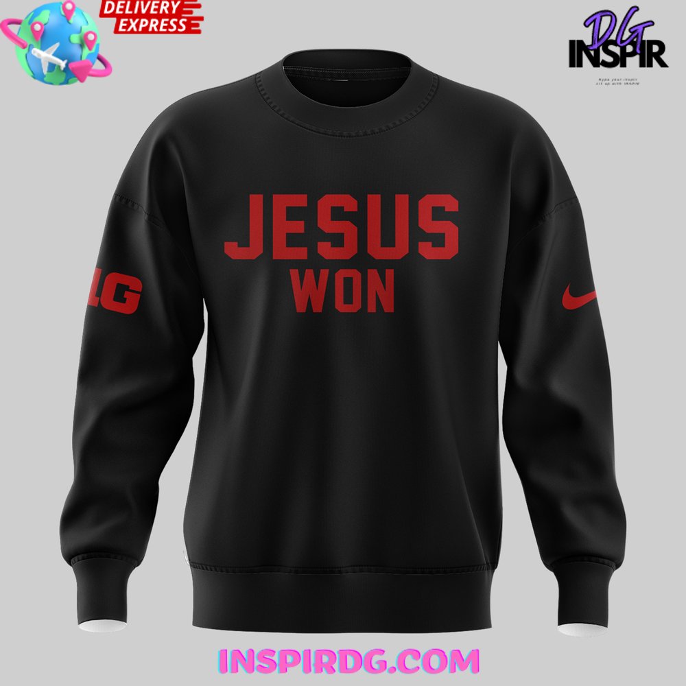 Ohio State Football Jesus Won 2024 Black Sweatshirt Ohio State Football Jesus Won 2024 Black Sweatshirt