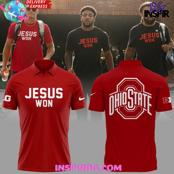 Ohio State Football Jesus Won 2024 Red Polo