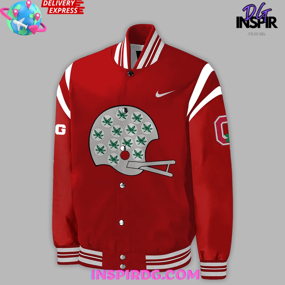 Ohio State Football Throwback Helmet Baseball Jacket Ohio State Football Throwback Helmet Baseball Jacket