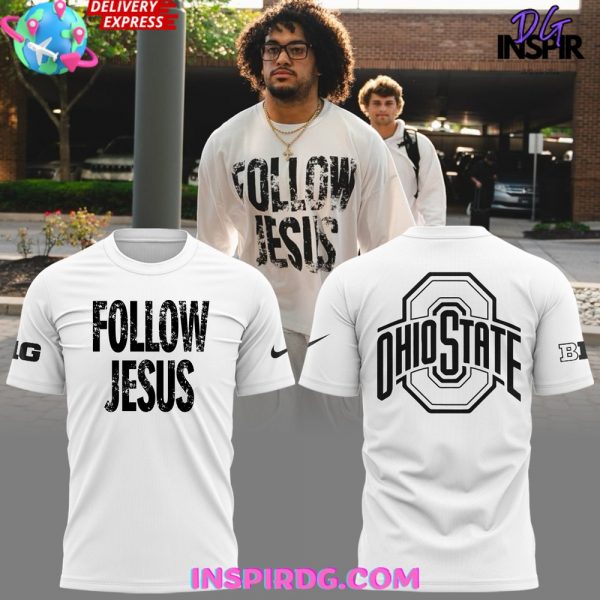 Ohio State Football Follow Jesus 2024 White T-Shirt