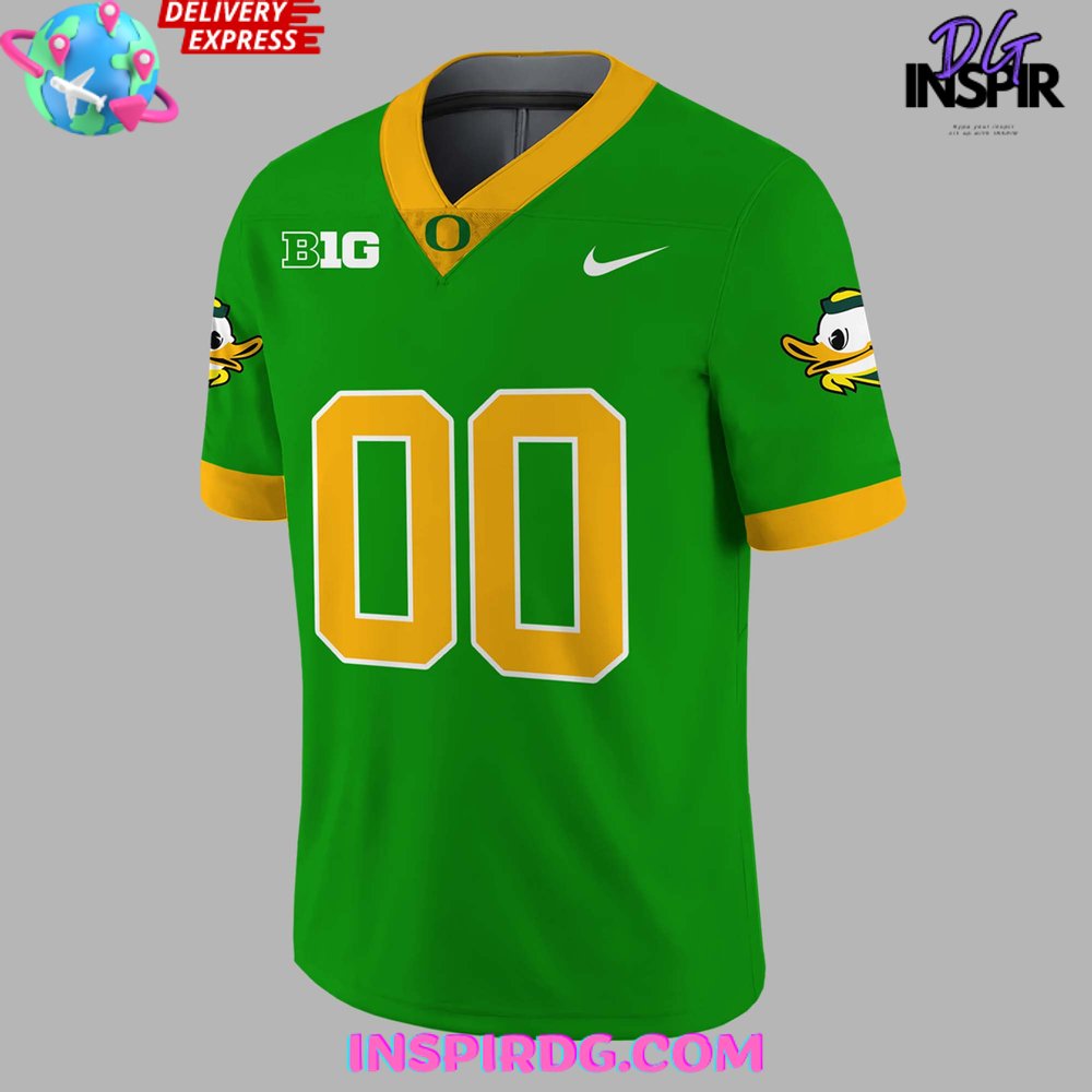 Oregon Ducks Big 10 Green Football Jersey InspirDG