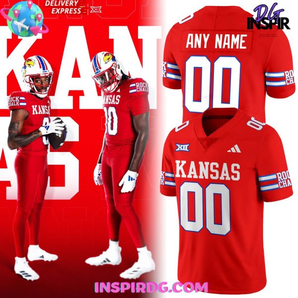 Royal Kansas Jayhawks Adidas Red Football Jersey