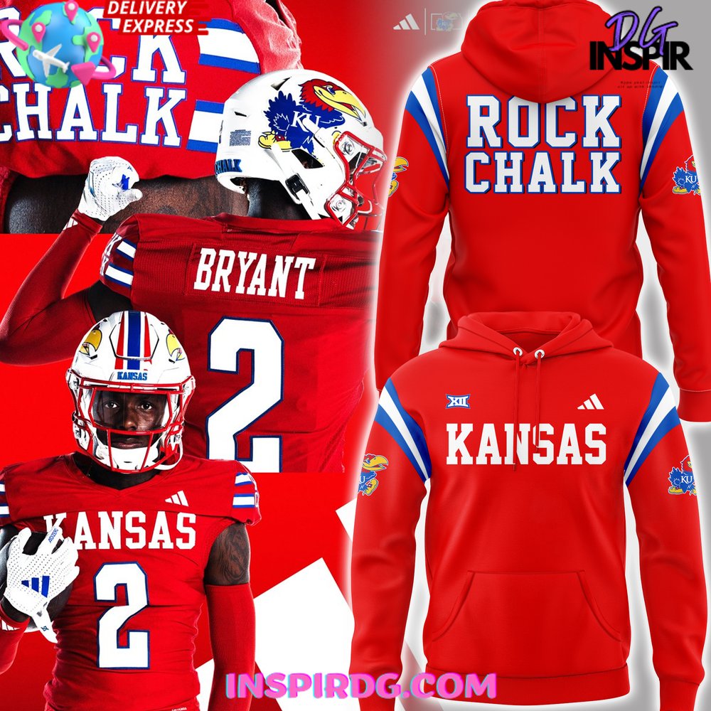 Kansas Jayhawks Rock Chalk Football Hoodie InspirDG