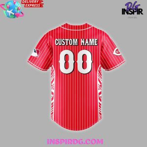 MLB Cincinnati Reds White Red Stripped Baseball Jersey