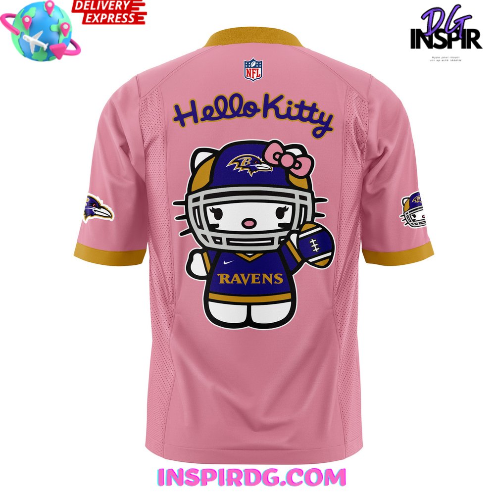 Baltimore Ravens x Hello Kitty Pink Football Jersey InspirDG