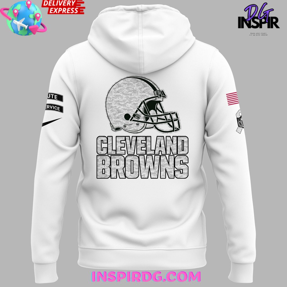 Cleveland Browns Salute To Service 2024 White Hoodie InspirDG