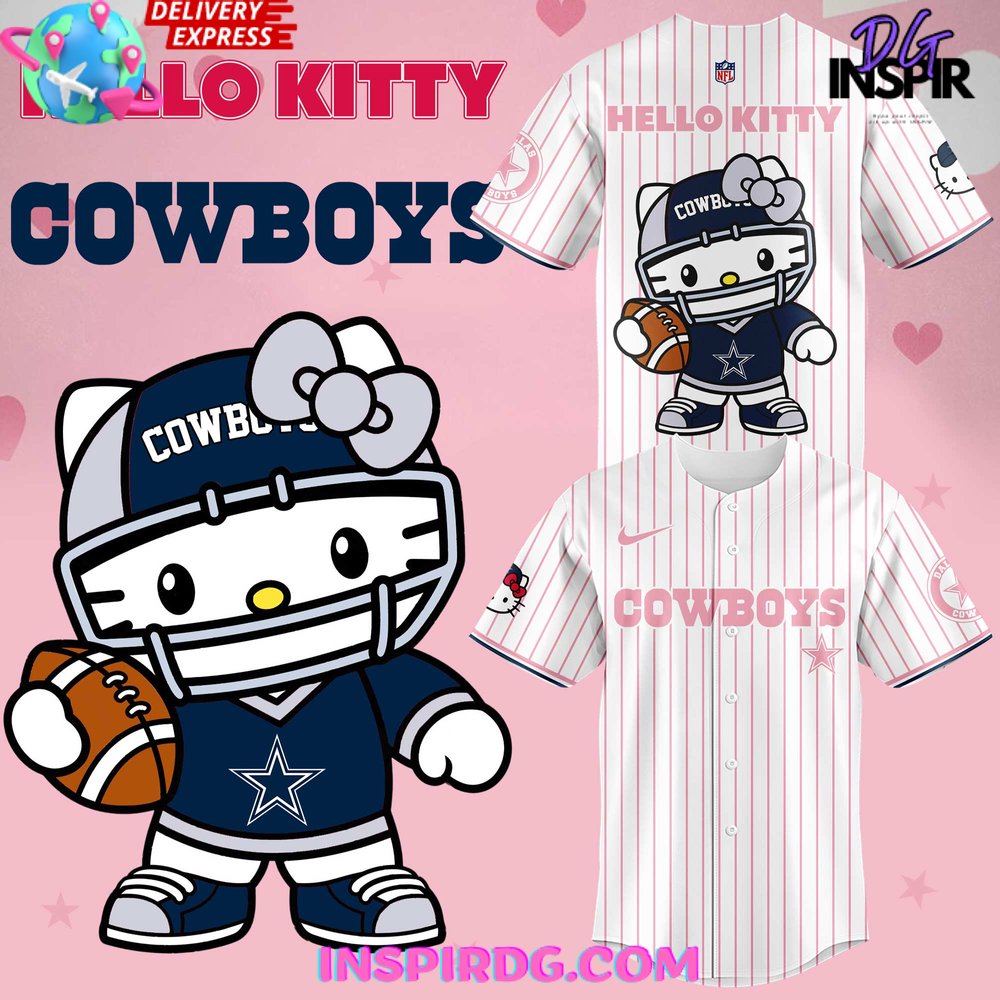 Dallas Cowboys x Hello Kitty 2024 Stripe Baseball Jersey InspirDG