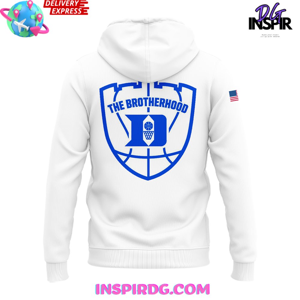 Duke Blue Planet The Brotherhood 2024 White Zip Hoodie InspirDG