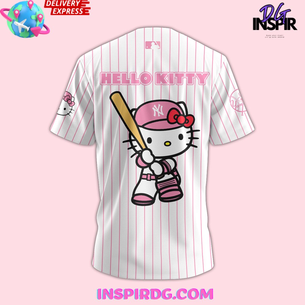 Hello Kitty x New York Yankees 2024 Pink Baseball Jersey InspirDG