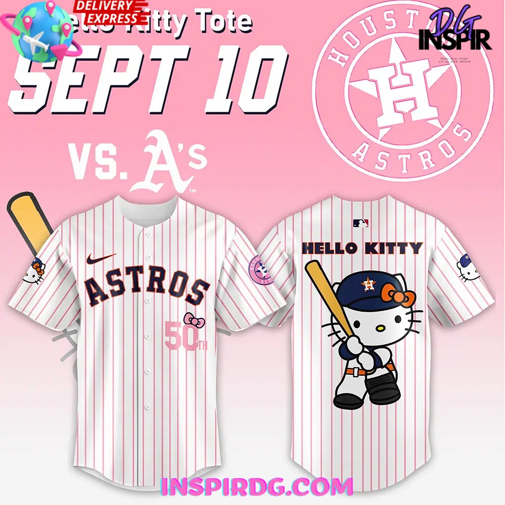 Houston Astros Hello Kitty Stripe Baseball Jersey InspirDG