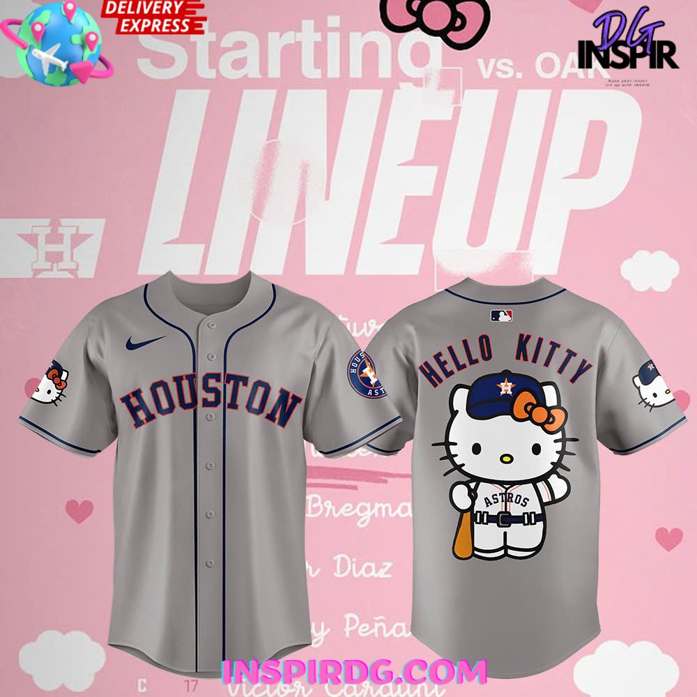 Houston Astros x Hello Kitty Night Grey Baseball Jersey InspirDG