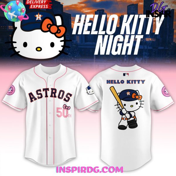 Houston Astros x Hello Kitty Night White Baseball Jersey