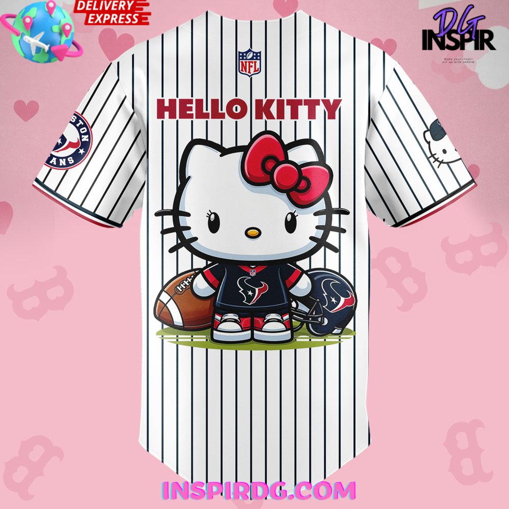 Houston Texans x Hello Kitty 2024 Stripe Baseball Jersey InspirDG