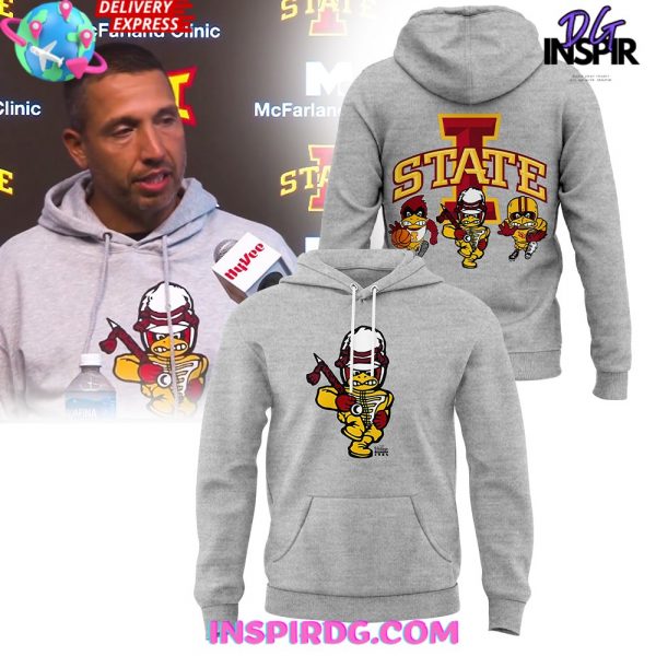 Iowa State Football Cardinal Mascot 2024 Grey Hoodie