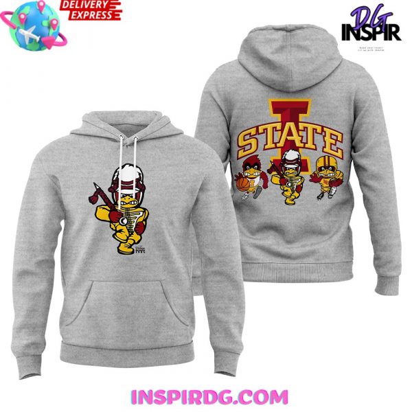 Iowa State Football Cardinal Mascot 2024 Grey Hoodie