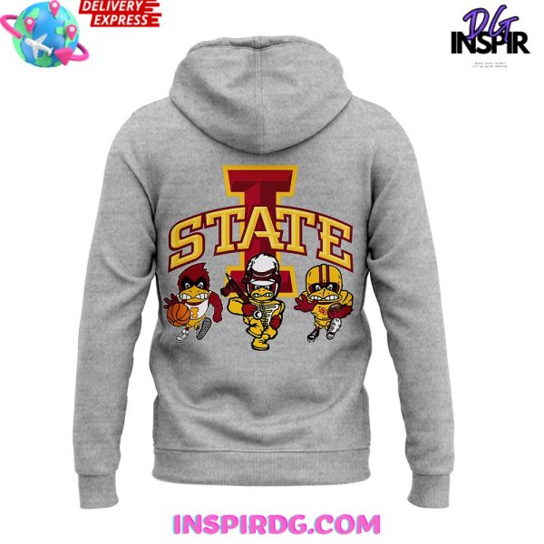 Iowa State Football Cardinal Mascot 2024 Grey Hoodie