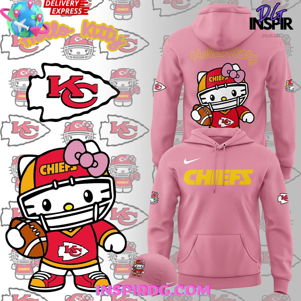 Kansas City Chiefs x Hello Kitty 2024 Pink Hoodie InspirDG