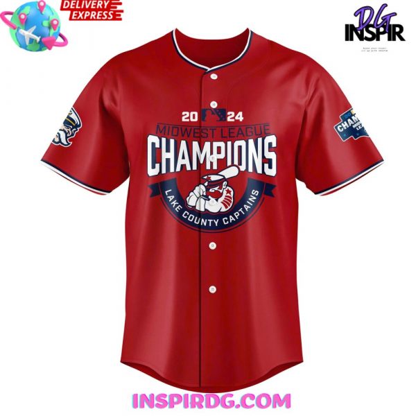 Lake County Captains Midwest League Champions 2024 Red Baseball Jersey