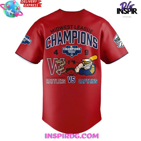 Lake County Captains Midwest League Champions 2024 Red Baseball Jersey