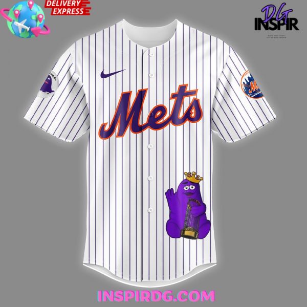 New York Mets x Meet Grimace Stripe Baseball Jersey