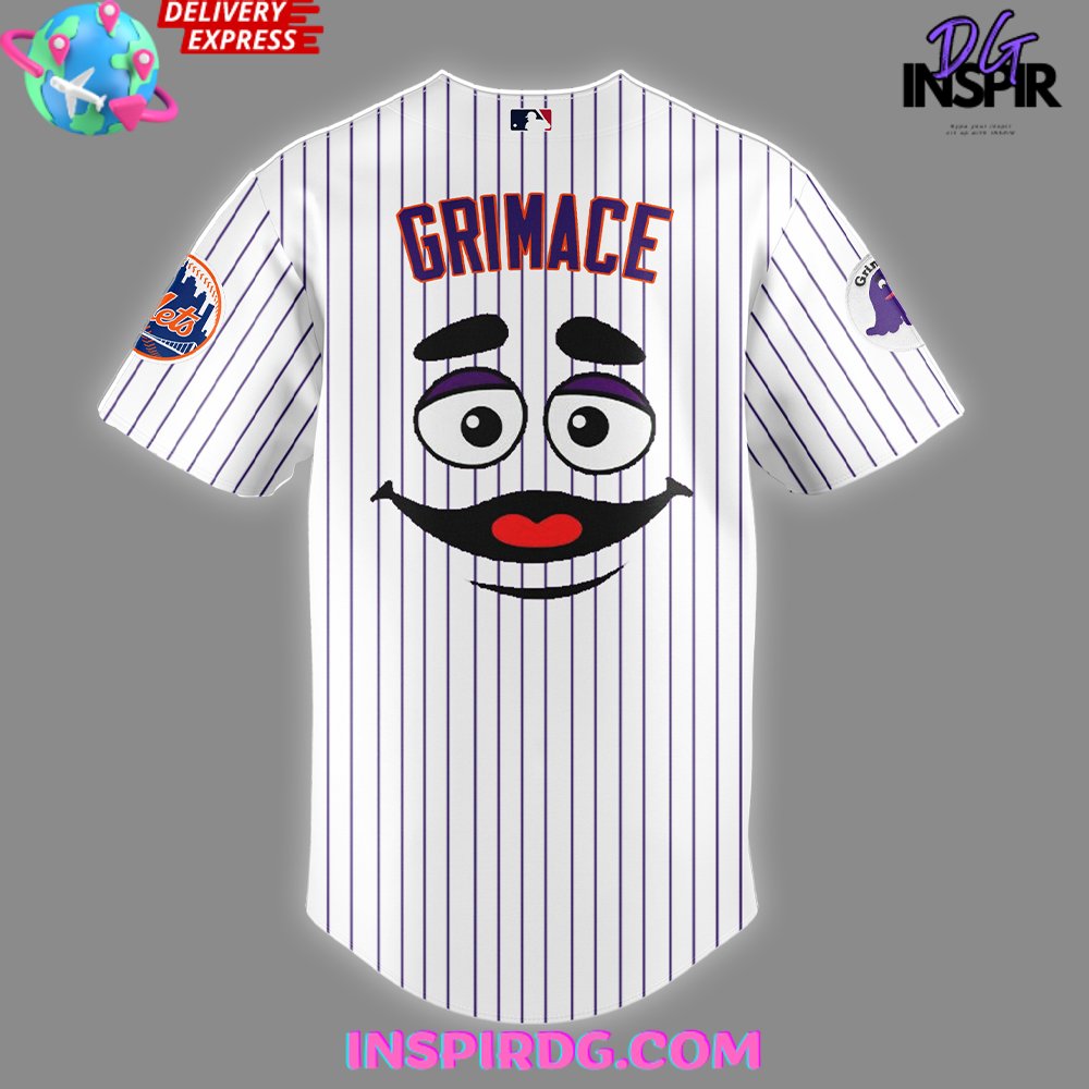 New York Mets x Meet Grimace Stripe Baseball Jersey InspirDG