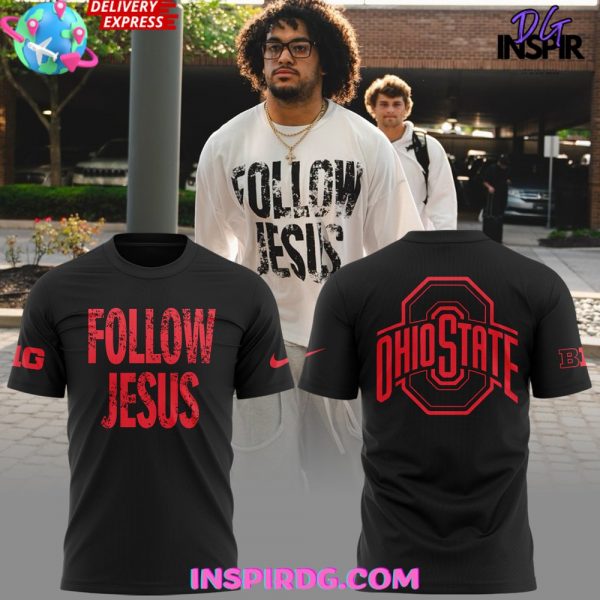 Ohio State Buckeyes Follow Jesus 2024 Black T-Shirt
