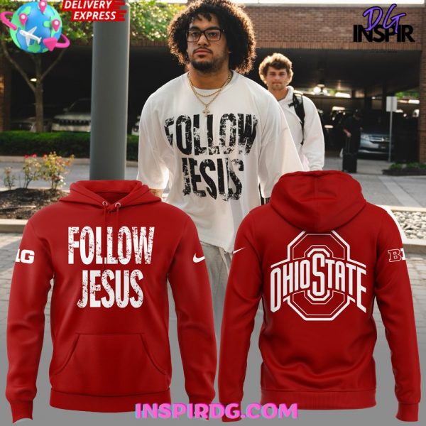 Ohio State Football Follow Jesus 2024 Red Hoodie