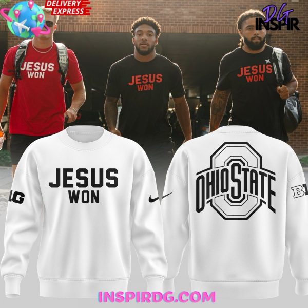 Ohio State Buckeyes Jesus Won 2024 White Sweatshirt