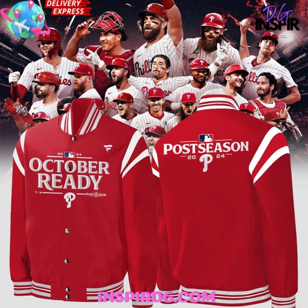 Philadelphia Phillies October Ready Postseason 2024 Red Baseball Jacket