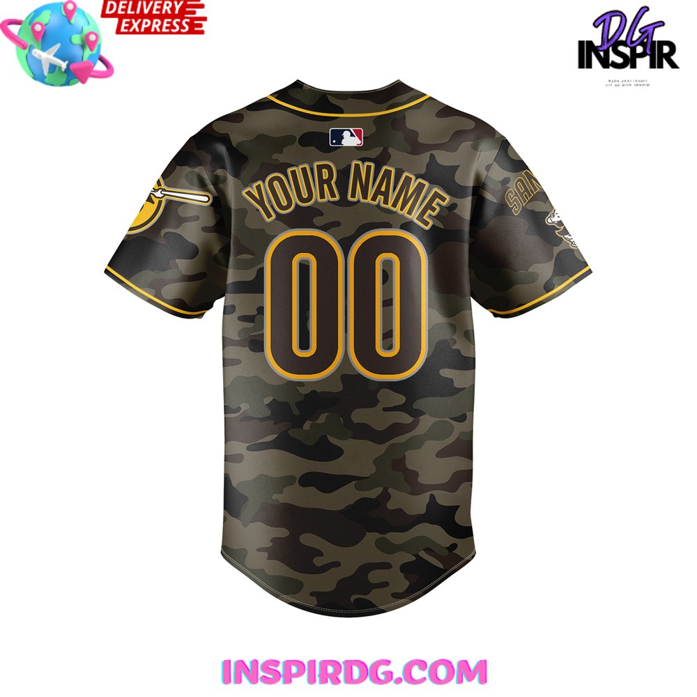 San Diego Padres Camo 2024 Custom Baseball Jersey InspirDG