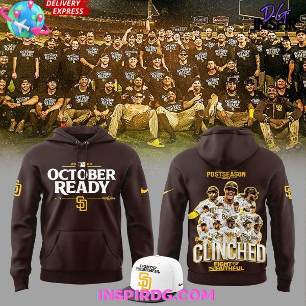 San Diego Padres October Ready Clinched 2024 Brown Hoodie
