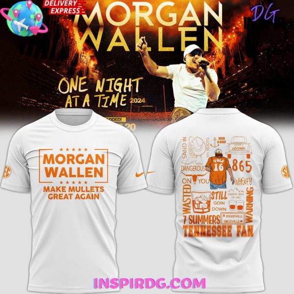 Tennessee Volunteers Morgan Wallen Make Mullets Great Again 2024 White T-Shirt