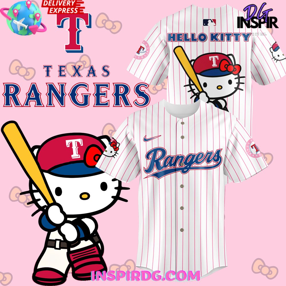 Texas Rangers x Hello Kitty Night 2024 Stripe Baseball Jersey InspirDG