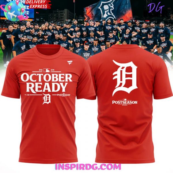 Detroit Tigers October Ready Post Season 2024 Red T-Shirt