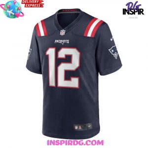 New England Patriots GOAT Tom Brady Navy Football Jersey InspirDG