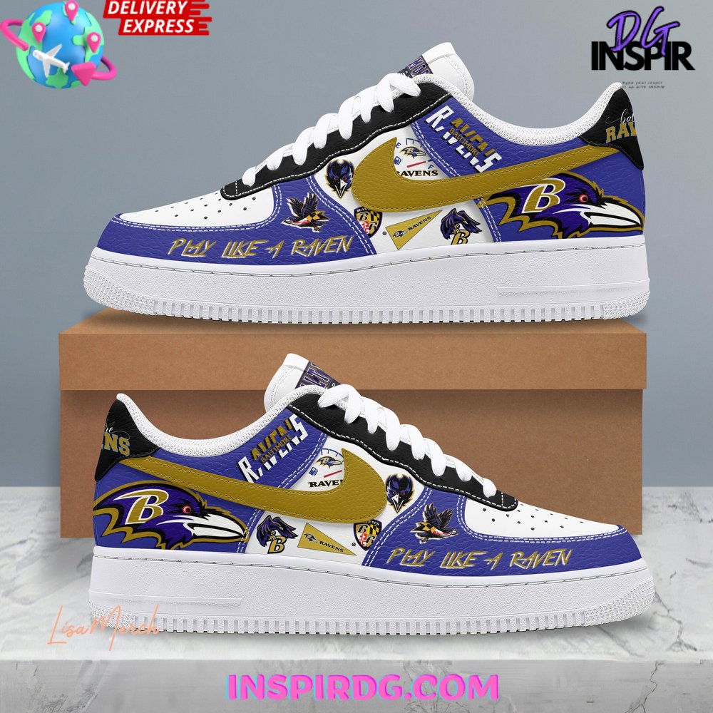 Baltimore Ravens Play Like A Raven Nike Air Force 1 InspirDG