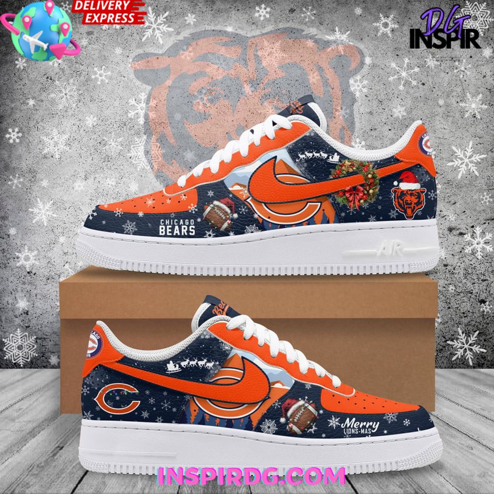 Chicago Bears Merry Christmas Nike Air Force 1 InspirDG