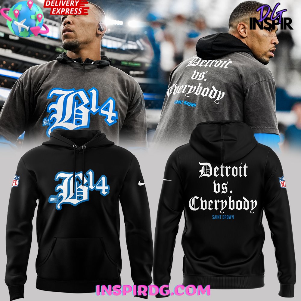 Detroit vs Everybody Saint Brown Black Hoodie Detroit vs Everybody Saint Brown Black Hoodie