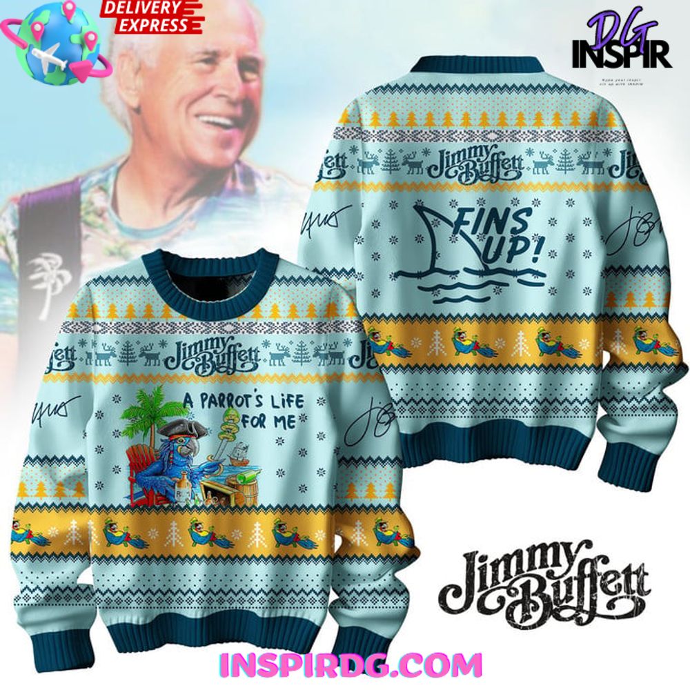 Jimmy Buffett Fins Up Edition Special Ugly Sweater Jimmy Buffett Fins Up Edition Special Ugly Sweater