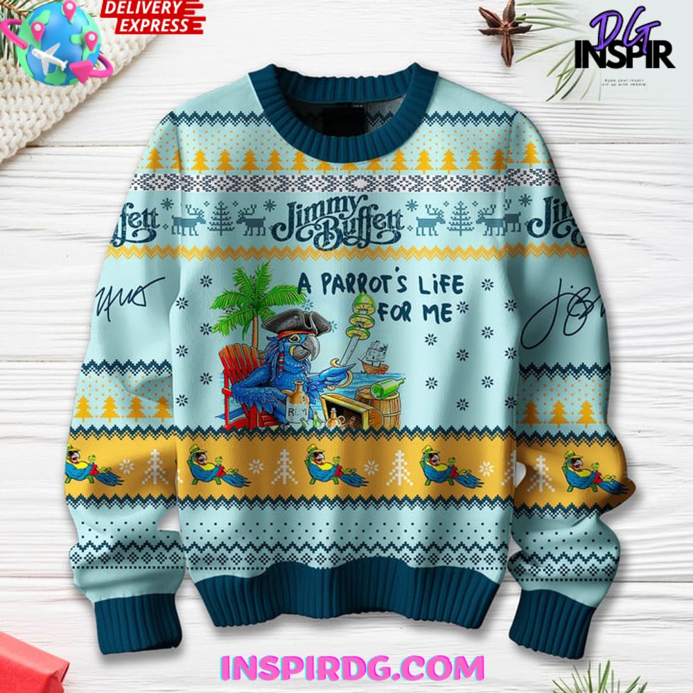 Jimmy Buffett Fins Up Edition Special Ugly Sweater Jimmy Buffett Fins Up Edition Special Ugly Sweater
