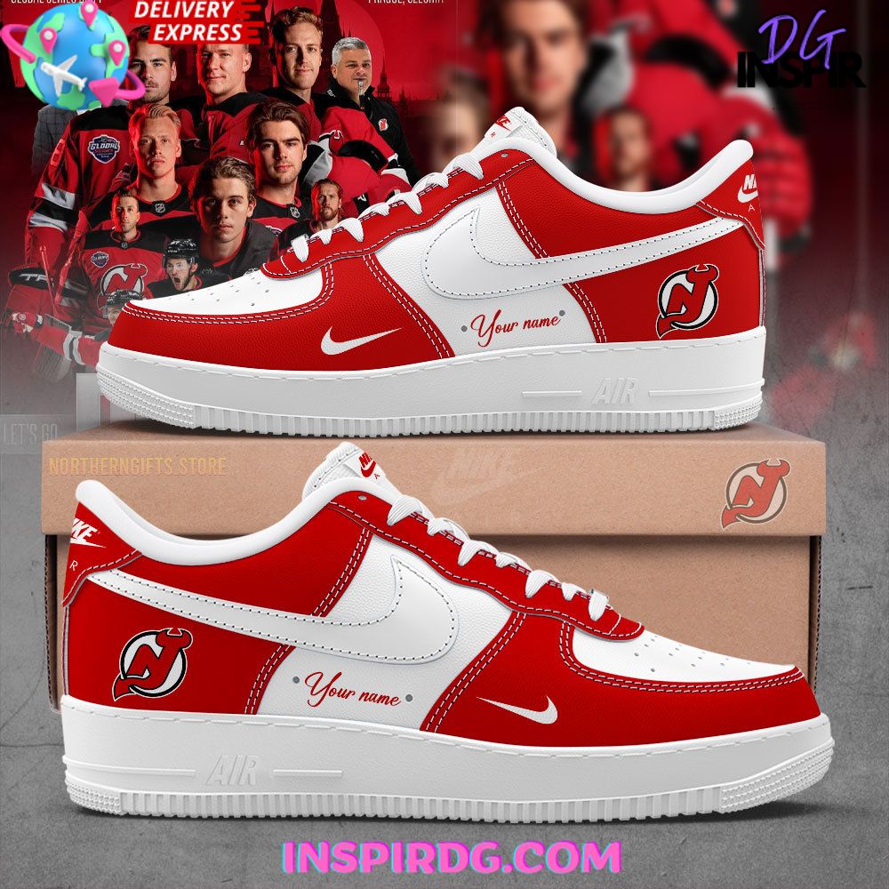 New Jersey Devils Icy Hockey Custom Nike Air Force 1 InspirDG