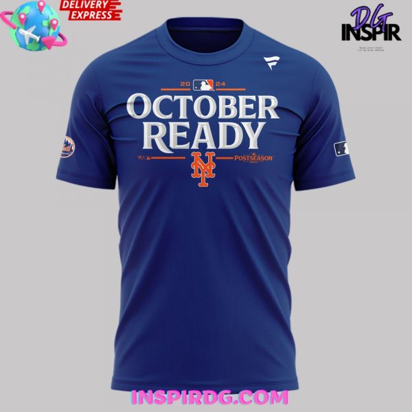 New York Mets October Ready 2024 Postseason Clinched Blue T-Shirt